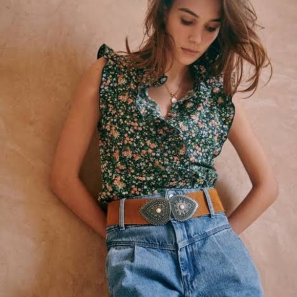 Sezane Caro Shirt Imprimé Garden Marine - Size 42 - Picture 3 of 5